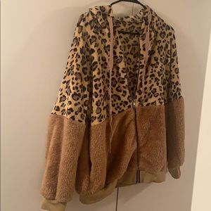 Sherpa fleece zip up hoodie